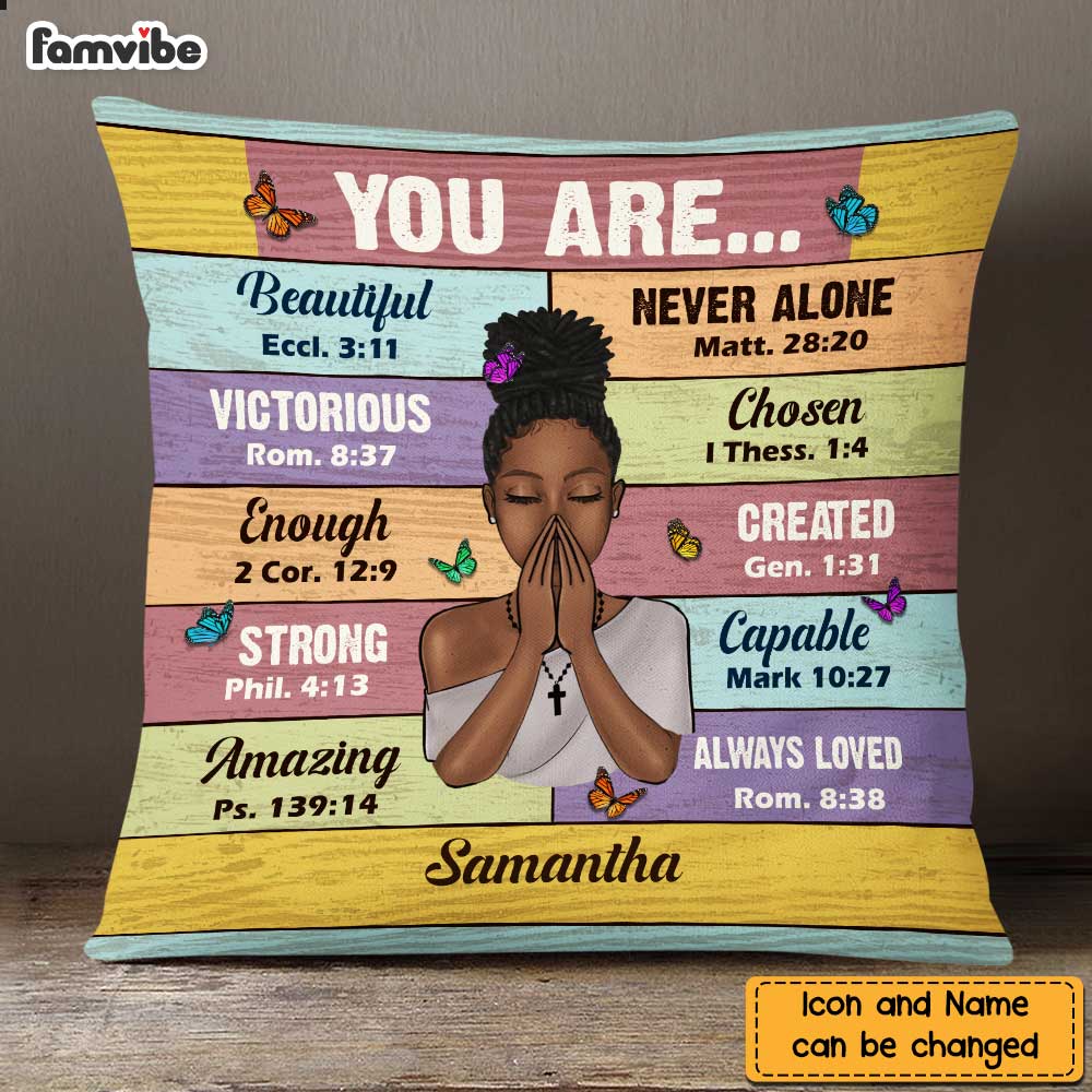 Personalized Bible Verses God Says You Are Pillow NB301 30O47 Mockup 2