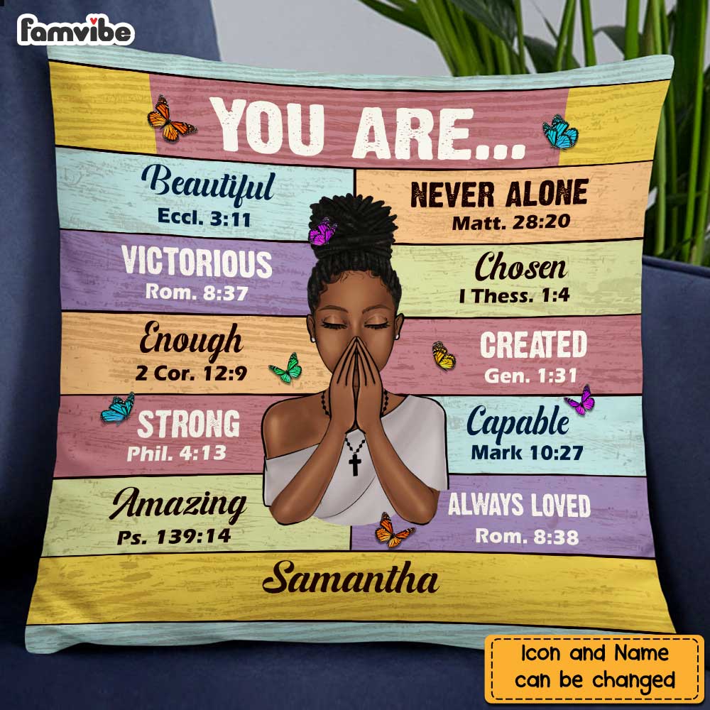 Personalized Bible Verses God Says You Are Pillow NB301 30O47 Mockup 5